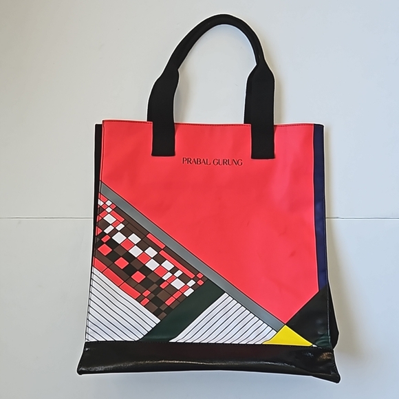 Prabal Gurung Tote Bag Michelle Obama Collab Color Block Red Black White Green - Picture 12 of 17